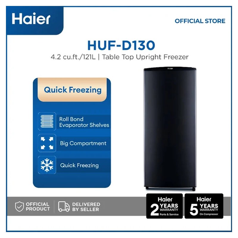 Haier HUF-D130 4.27 cu.ft./121L Quick Freezing Table Top Upright Freezer